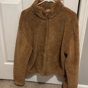 Brown Sherpa full zip jacket